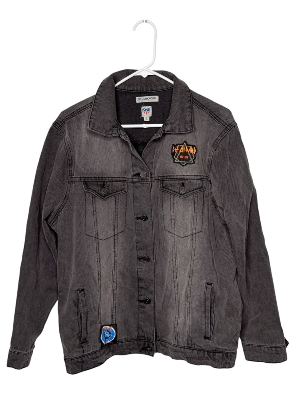 Junk Food Faded Black Denim Def Leppard Jacket Size Small